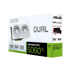 Graphics Card|ASUS|NVIDIA|GeForce RTX 5060 Ti|16 GB|GDDR7|128 bit|PCI Express 5.0|Active|DUAL-RTX5060TI-O16G-WHITE