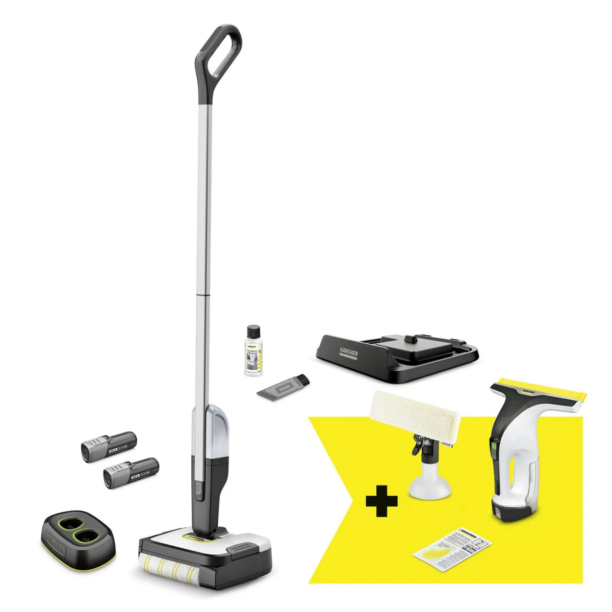 Vacuum Cleaner|KARCHER|FC 2-4 + WV 4-4 Set|Dry&wet|Electric mop|Black/Silver|Bagless|Battery| 2.2 kg|9.791-983.0
