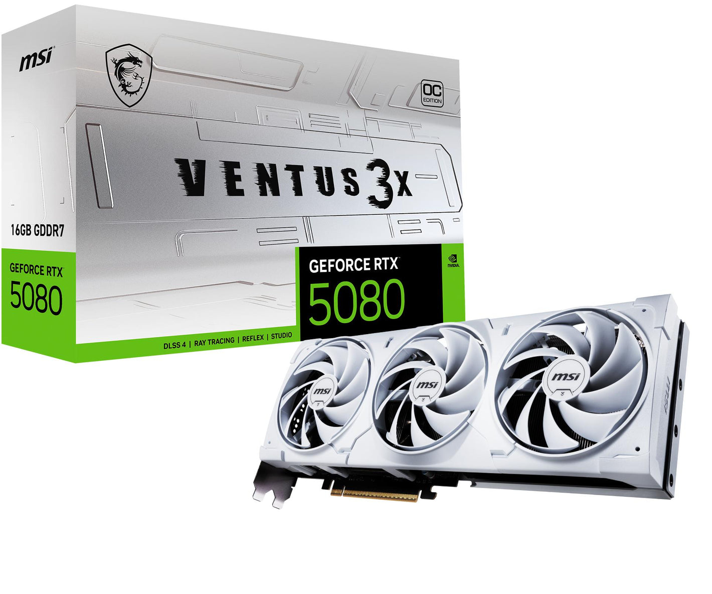 Graphics Card|MSI|NVIDIA GeForce RTX 5080|16 GB|GDDR7|256 bit|PCIE 5.0 16x|Dual Slot Fansink|1xHDMI|3xDisplayPort|508016GVEN3XOCWHITE