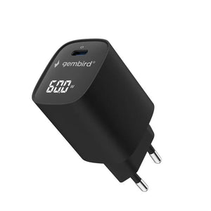 Gembird TA-UC-1C-PD60LCD-01-BK | 60W USB Type-C fast charger, LCD