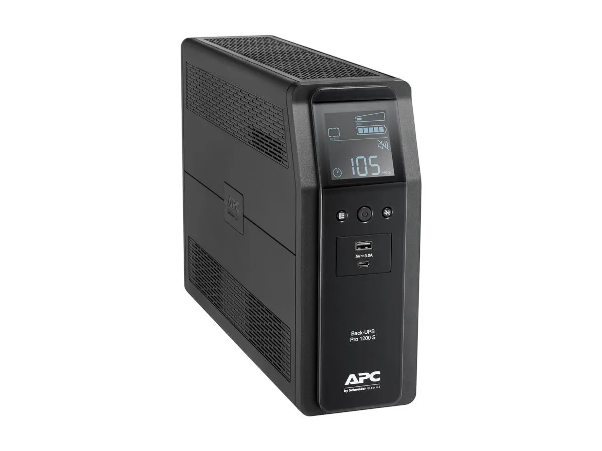 Schneider Electric APC Back-UPS Pro, tower, 230V, 8x IEC C13 outlets, sine wave, AVR, USB Type A+C ports, LCD, user-replaceable battery | BR1200SI | 1200 VA | 720 W