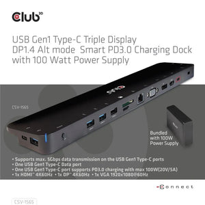 NB ACC DOCKING STATION/USB-C 100W CSV-1565 CLUB3D