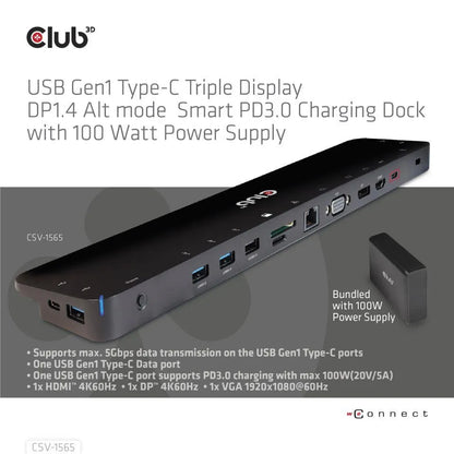 NB ACC DOCKING STATION/USB-C 100W CSV-1565 CLUB3D