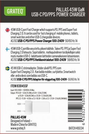 PALLAS VERKKOVIRTALATURI GAN PD/PPS USB-C 45W