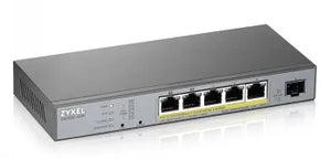 ZYXEL GS1350-6HP, 6 PORT MANAGED CCTV POE SWITCH, LONG RANGE, 60W, 802.3BT (1 YEAR NCC PRO PACK LICENSE BUNDLED) (5Y WARRANTY)