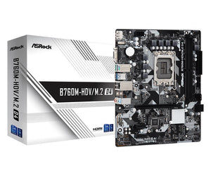 Mainboard|ASROCK|Intel B760 Express|LGA1700|Micro-ATX|Memory DDR4|Memory slots 2|2xPCI-Express 3.0 1x|1xPCI-Express 4.0 16x|2xM.2|1x15pin D-sub|1xHDMI|1xDisplayPort|2xUSB 2.0|3xUSB 3.2|1xUSB-C|1xPS/2|1xRJ45|3xAudio port|B760M-HDV/M.2D4