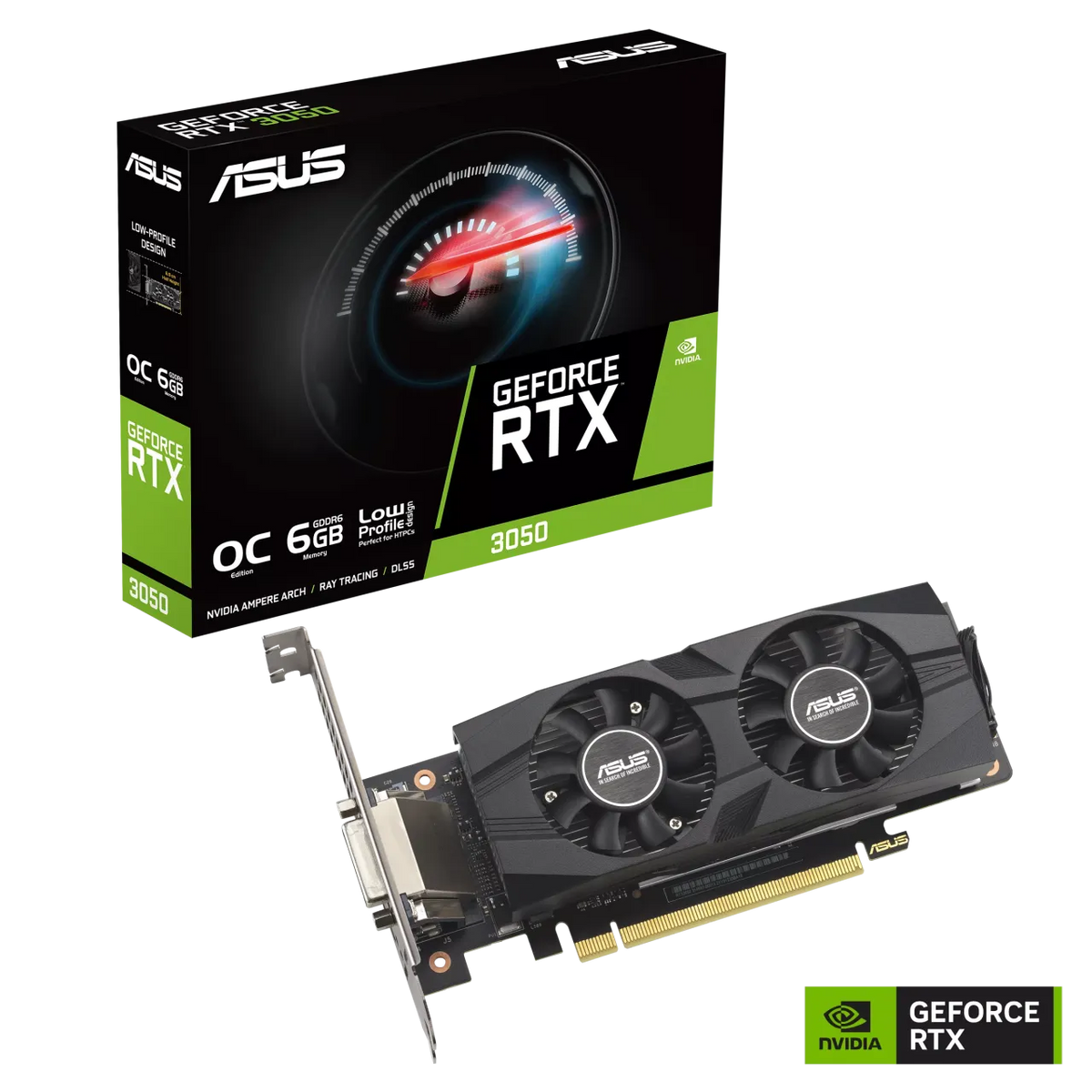 Asus GeForce RTX 3050 LP BRK OC Edition 6GB GDDR6 | NVIDIA | 6 GB | GeForce RTX 3050 | GDDR6 | DVI-D ports quantity 1 | HDMI ports quantity 1 | PCI Express 4.0