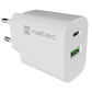 Natec Ribera USB Charger 1X USB-A + 1X USB-C 20W, White