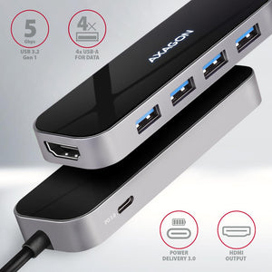 I/O HUB USB-C 6IN1/0.2M HMC-6H4A AXAGON