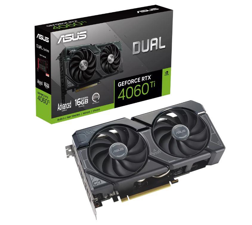 Graphics Card|ASUS|NVIDIA GeForce RTX 4060 Ti|16 GB|GDDR6|128 bit|PCIE 4.0 16x|GPU 2550 MHz|1xHDMI|3xDisplayPort|DUAL-RTX4060TI-A16G