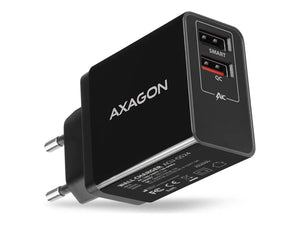 AXAGON Dual wallcharger 240V/2x USB port QC3.0/AFC/FCP and 5V-1.2A, 24W | ACU-QS24