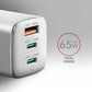 AXAGON GaN wallcharger 3x port (USB-A + 2x USB-C), PD3.0/PPS/QC4+/SFC2.0/AFC/SCP/FCP/Apple, 65W | ACU-DPQ65W