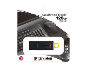 KINGSTON 128GB USB3.2 Gen1 DT Bk+Yellow