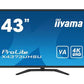 LCD Monitor|IIYAMA|43"|4K|Panel VA|3840x2160|16:9|60Hz|Matte|3 ms|Speakers|Tilt|Colour Black|X4373UHSU-B1