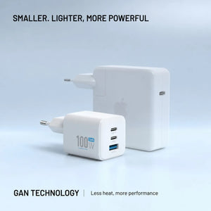 Fixed GaN Network Charger Mini with 2xUSB-C and USB output, PD support, 100 W, white | FIXCG100M-2C1A-WH