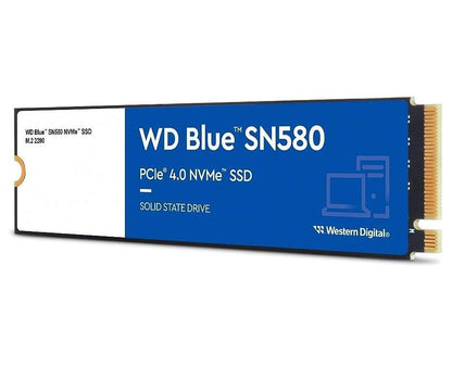 SSD|WESTERN DIGITAL|Blue SN580|250GB|M.2|PCIe Gen4|NVMe|TLC|Write speed 2000 MBytes/sec|Read speed 4000 MBytes/sec|2.38mm|TBW 150 TB|MTBF 1500000 hours|WDS250G3B0E