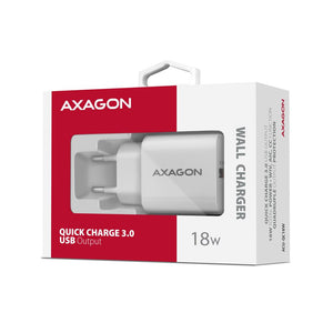 MOBILE CHARGER WALL USB 18W/1PORT WHITE ACU-QC18W AXAGON