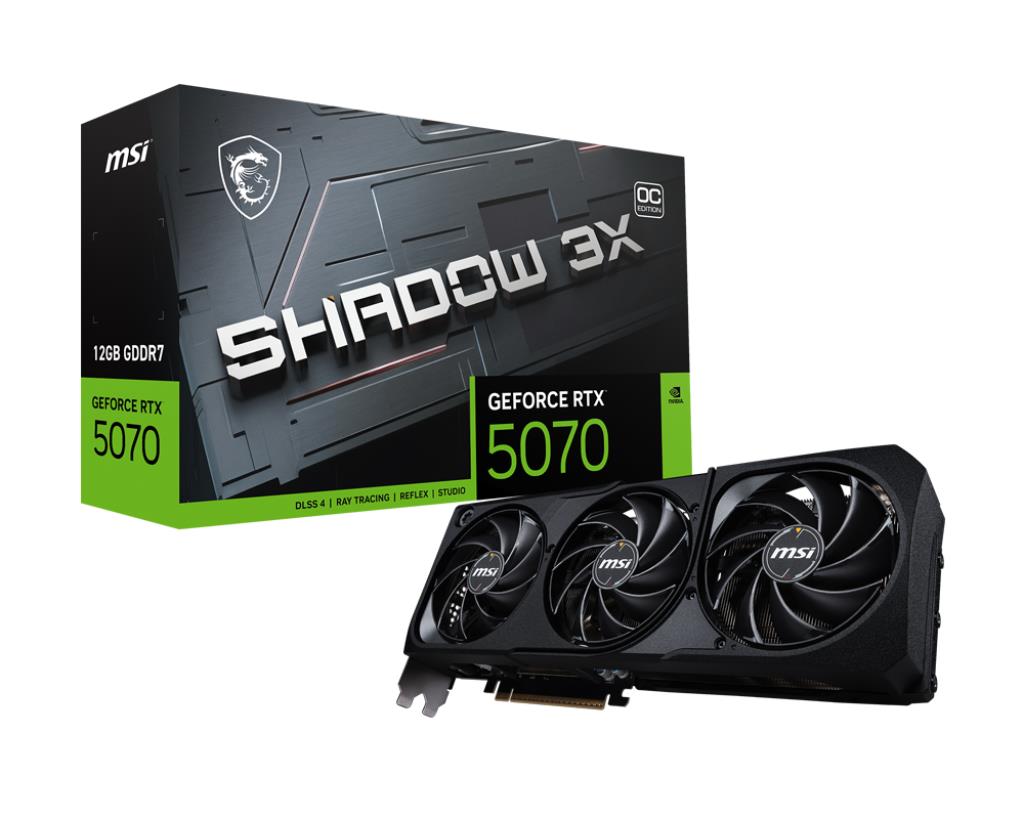Graphics Card|MSI|NVIDIA GeForce RTX 5070|12 GB|GDDR7|192 bit|PCIE 5.0 16x|Triple slot Fansink|RTX507012GSHADOW3XOC