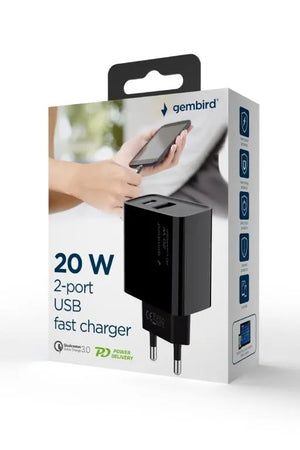 CHARGER USB UNIVERSAL QC3.0/TA-UC-PDQC20-01-BK GEMBIRD