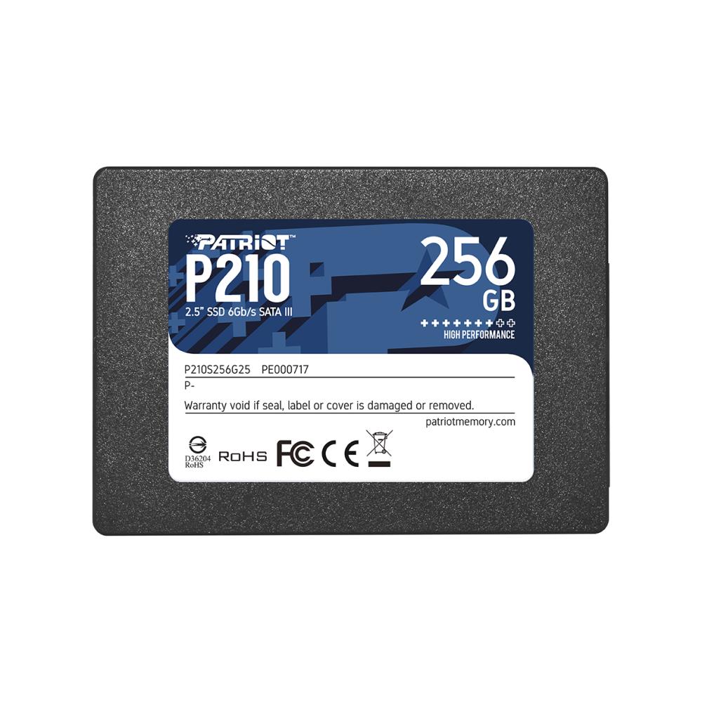 SSD|PATRIOT|P210|256GB|SATA 3.0|Write speed 400 MBytes/sec|Read speed 500 MBytes/sec|2,5"|TBW 120 TB|P210S256G25