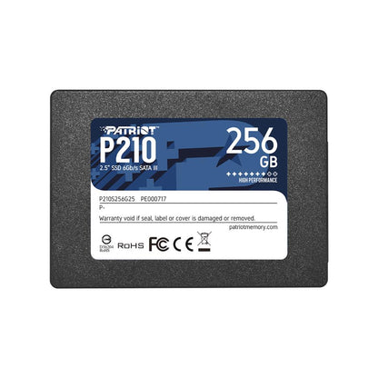 SSD|PATRIOT|P210|256GB|SATA 3.0|Write speed 400 MBytes/sec|Read speed 500 MBytes/sec|2,5"|TBW 120 TB|P210S256G25