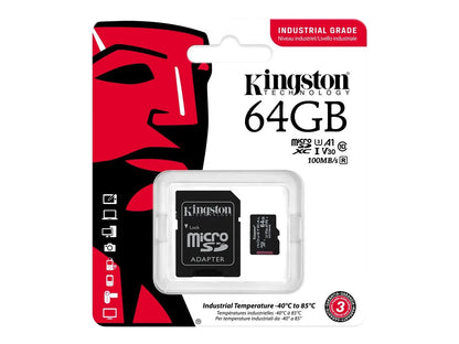 Kingston | UHS-I | 64 GB | microSDHC/SDXC Industrial Card | Flash memory class Class 10, UHS-I, U3, V30, A1 | SD Adapter