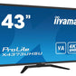 LCD Monitor|IIYAMA|43"|4K|Panel VA|3840x2160|16:9|60Hz|Matte|3 ms|Speakers|Tilt|Colour Black|X4373UHSU-B1