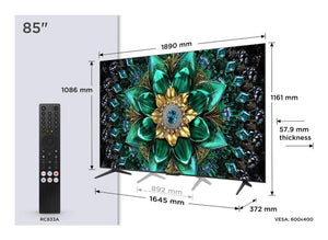TV Set|TCL|85 "|4K Ultra HD|3840 x 2160 pixels|Flat|16:9|QD-Mini LED|85Q6C