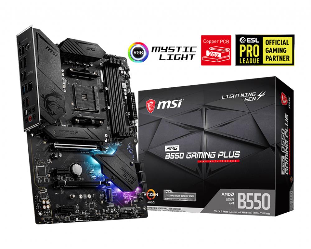 Mainboard|MSI|AMD B550|SAM4|ATX|2xPCI-Express 3.0 1x|1xPCI-Express 3.0 4x|2xM.2|1xPCI-Express 4.0 1x|Memory DDR4|Memory slots 4|1xHDMI|1xDisplayPort|2xAudio-In|3xAudio-Out|4xUSB 2.0|1xUSB type C|3xUSB 3.2|1xPS/2|1xOptical S/PDIF|1xRJ45|MPGB550GAMINGP...