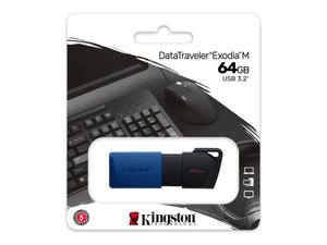 Kingston | USB 3.2 Flash Drive | DataTraveler Exodia M | 64 GB | USB 3.2 | Black/Blue