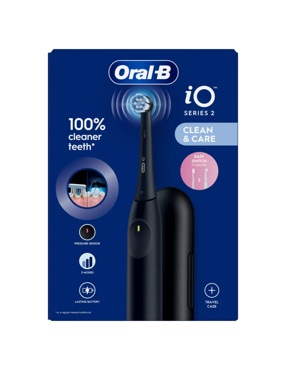 Oral-B Electric Toothbrush | iO2i | Rechargeable | For adults | Number of brush heads included 1 | Number of teeth brushing modes 3 | Night Black