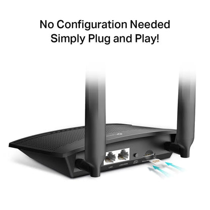 Wireless Router|TP-LINK|TL-MR100|Wi-Fi 4 (802.11n)|Data speed 300 Mbit/s|Ethernet WAN Yes|SIM card slot Yes|WAN connection type RJ-45|Ethernet LAN Yes|3G Yes|4G Yes|2xLAN ports|TL-MR100