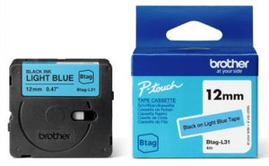 BROTHER BTAGL31 12MM BLACK ON LIGHT BLUE TAPE