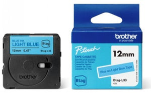 BROTHER BTAGL33 12MM BLUE ON LIGHT BLUE TAPE