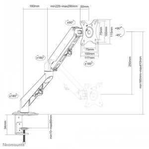 NEOMOUNTS BY NEWSTAR GAS SPRING DESK MOUNT (CLAMP/GROMMET)