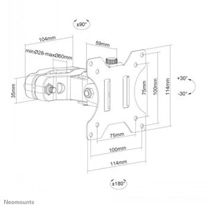 NEOMOUNTS BY NEWSTAR SCREEN POLE CLAMP/TRUSS MOUNT 1 PIVOT VESA 100X100 (POLE DIAMETER 28-60 MM)