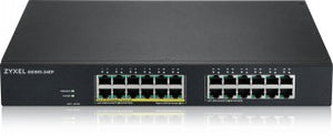 ZYXEL GS1915-24EP, 24-PORT GBE, 12 PORT POE, 130 WATT 802.3AT, RACKMOUNT, FANLESS, SMART SWITCH, HYBRID MODE, STANDALONE OR NEBULAFLEX CLOUD
