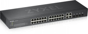 ZYXEL GS1920-24V2, 28 PORT SMART MANAGED SWITCH 24X GIGABIT COPPER AND 4X GIGABIT DUAL PERS., HYBRID MODE, STANDALONE OR NEBULAFLEX CLOUD
