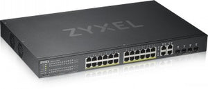 ZYXEL GS1920-24HPV2, 28 PORT SMART MANAGED POE SWITCH 24X GIGABIT COPPER POE AND 4X GIGABIT DUAL PERS., HYBRID MODE, STANDALONE OR NEBULAFLEX CLOUD, 375 WATT POE