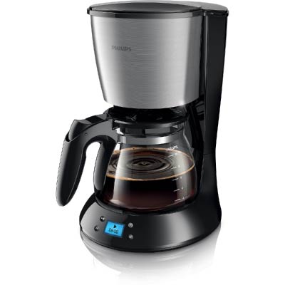 Philips Daily Collection Coffee maker HD7459/20 With glass jug With timer Black & metal