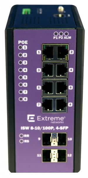 EXTREME 8-PORT POE+ GIGABIT W/ 4-PORT SFP OPERATING TEMPERATURE -40C - +75C