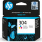 HP 304 Tri-color Ink Cartridge, 100 pages, for HP DeskJet 2620,2630,2632,2633,3720,3730,3732,3735