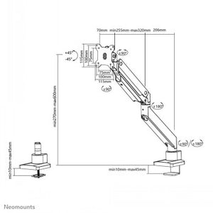 NEOMOUNTS FLAT SCREEN DESK MOUNT (10-49") DESK CLAMP/GROMMET