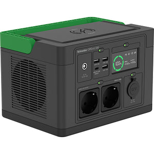 Schneider OffGrid Portable Power Station 330, 230V, 332Wh Lithium-ion, LCD, 2 CEE 7/3 Schuko outlets, Sinewave, 3 USB-A, 1 USB-C, Wireless Charger