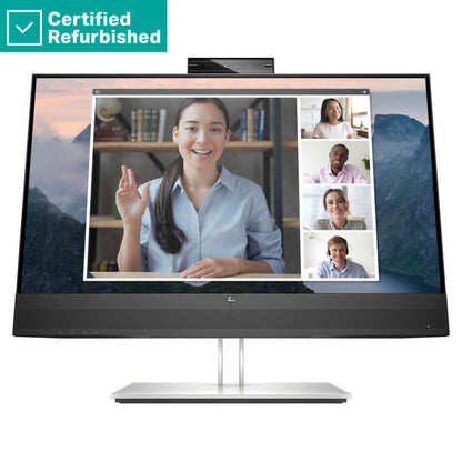 RENEW SILVER HP E24mv G4 FHD Conferencing Monitor - 23.8" 1920x1080 FHD 250-nit 60Hz AG, IPS, HDMI/VGA/DisplayPort, 4x USB-A, speakers, 5MP webcam, height adjustable/tilt/swivel/pivot, 1 years