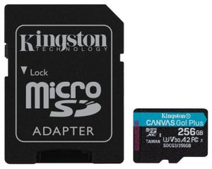 KINGSTON 256GB CANVAS GO! PLUS MICROSD CL10 UHS-I U3 W ADAPTER