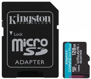 KINGSTON 128 GB MICROSDXC CANVAS GO! PLUS GEN4 200 MT/S A2 U3 V30 CARD + ADAPTER