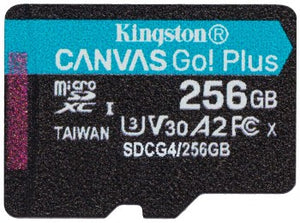 KINGSTON 256 GB MICROSDXC CANVAS GO! PLUS GEN4 200R A2 U3 WITHOUT ADAPTER