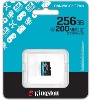 KINGSTON 256 GB MICROSDXC CANVAS GO! PLUS GEN4 200R A2 U3 WITHOUT ADAPTER