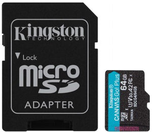 KINGSTON 64 GB MICROSDXC CANVAS GO! PLUS GEN4 200MB/S A2 U3 V30 CARD + ADAPTER